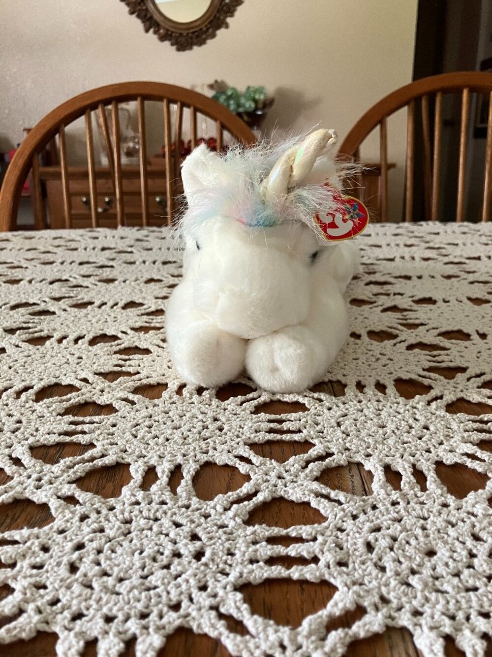 Retired 2001 12” Plush TY Beanie Buddy Unicorn Mystic with Tags